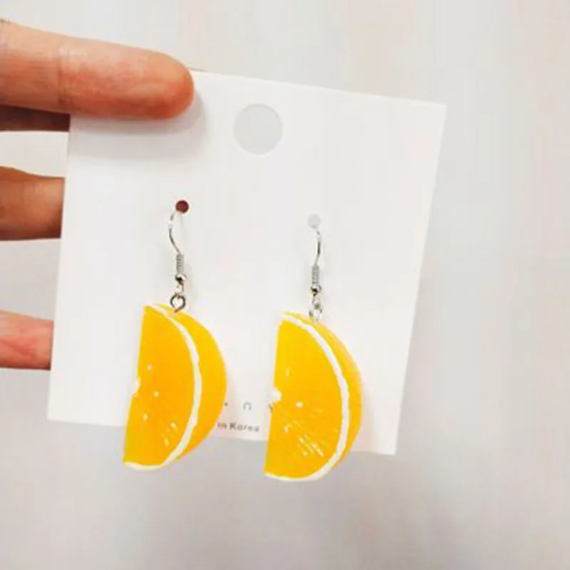 Fashion Lemon Orange Earrings Resin Stereo Long Dangle Earring Summer Fruit Jewelry for Girls Woman Gifts Lemon Orange Earrings