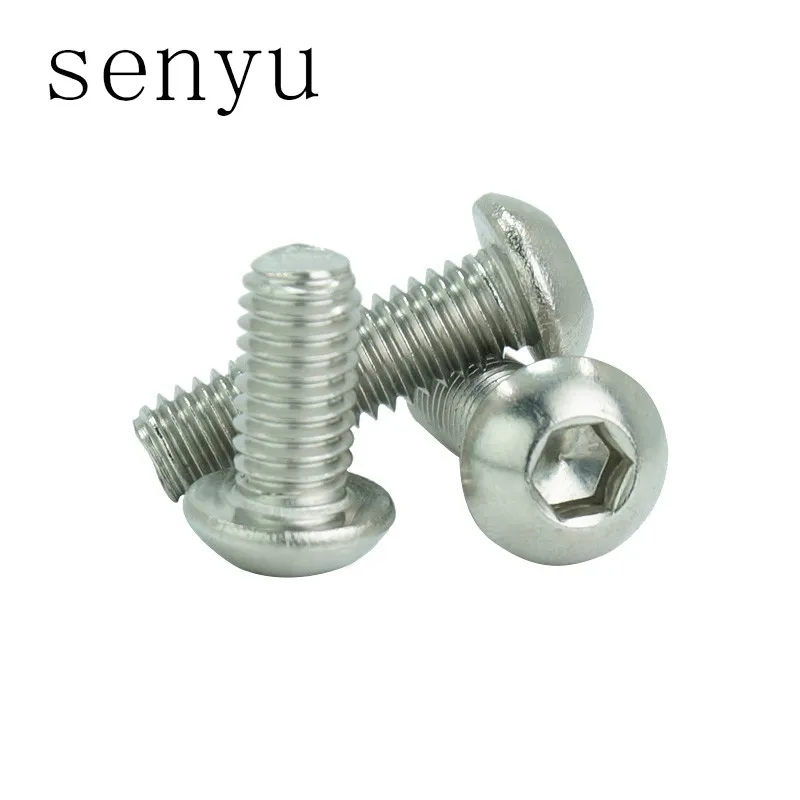 LUCHANG Free Shipping M2 M2.5 M3 M4 304 Stainless Steel  Round Head Screws Mushroom Hexagon Socket Button Head Screw Bolt