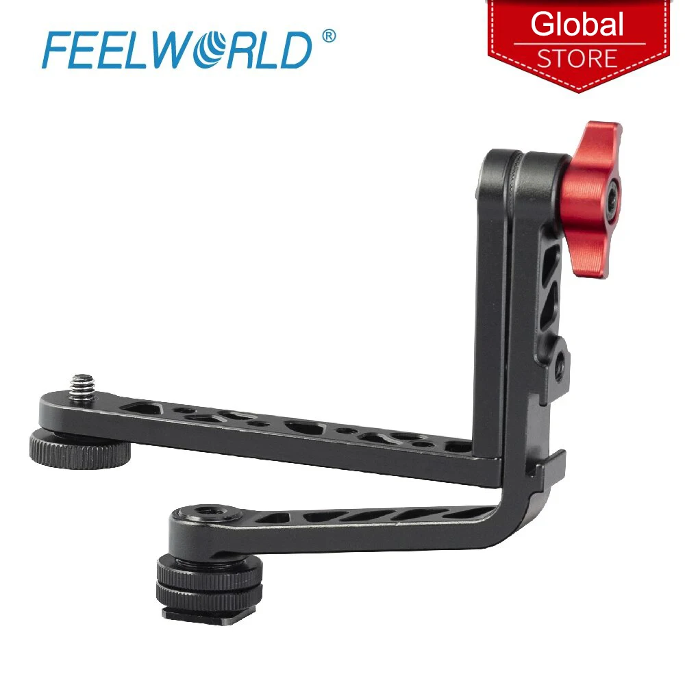 FEELWORLD Universal Mirrorless Camera L Bracket Cage Mount Swivel Tilt Arm for 7 Inch Field Monitor for DSLR Vlogger Video Shoot