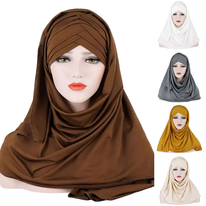 Milk Silk Jersey Hijab Scarf Long Muslim Shawl Plain Soft Turban Tie Head Wraps For Women Africa Headband Muslim Women Hijab Hot