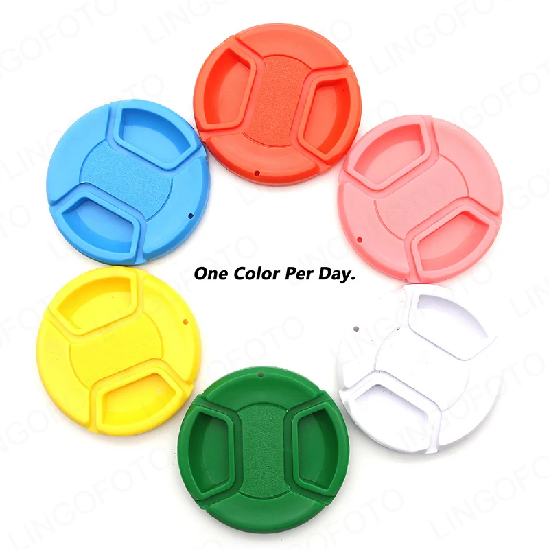 6pcs Camera Lens Cap 6 in 1 Set Orange Blue White Green Yellow Pink Plastic Lens Cap One Color Per Day