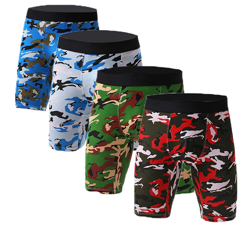 Panties Men Boxers Long Leg Underwear Cotton Man Plus Size Sports Camouflage Shorts Boxer Breathable Soft Mens Boxers Underpants