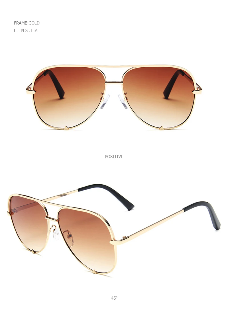 Klassische Metall Luftfahrt Sonnenbrille Frauen Mode Legierung Pilot Sonnenbrille Männer Farbverlauf Schwarz Driving Shades Damen UV400 – Detail 13