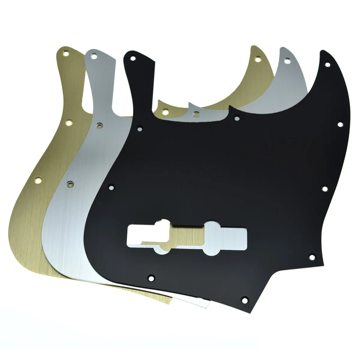 KAISH 10-Hole Metal Anodized Aluminium Jazz J Bass Modern Style Pickguard Fits American Fender Jazz Bass Silver