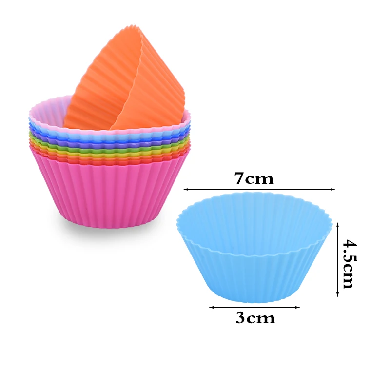 12pcs Silicone Cake Mold Round Muffin Cupcake Baking Molds Reusable DIY Cake Decorating Tools Wedding Birthday Party Decorations