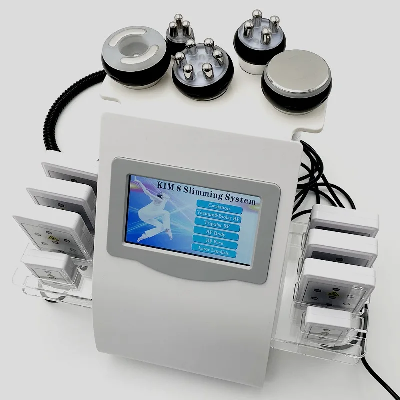 6 in 1 Lipolaser Machine Body Shaping Device With 8 Laser Pads   40K Liposuction Cavitation Machine For Spa