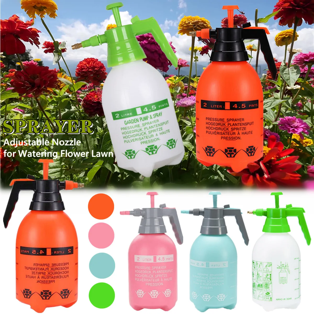 2/3L Hand Pressure Disinfection Water Sprayers Spray Bottle Air Compression Pump Garden Sprayer Sprinkler Gardening Watering Can