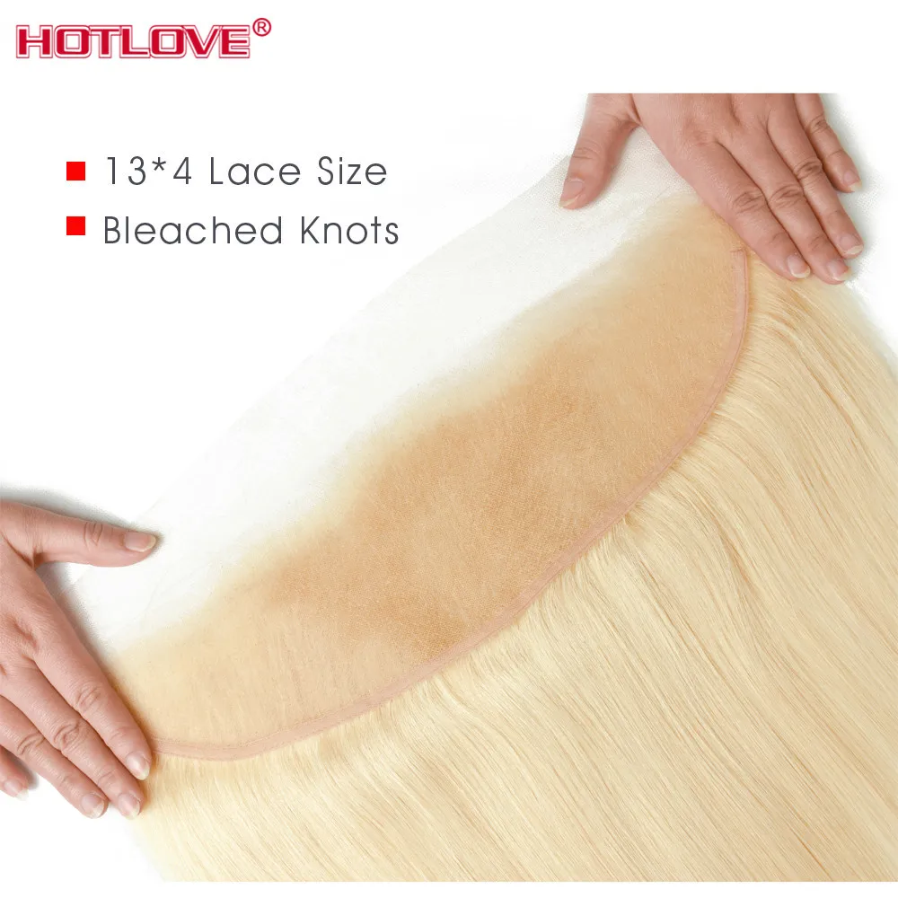 Hotlove 613 Blonde Straight Lace Front Closure 13x4 Lace Frontal Pre Plucked Remy Human Hair Blonde Lace Frontal With Baby Hair