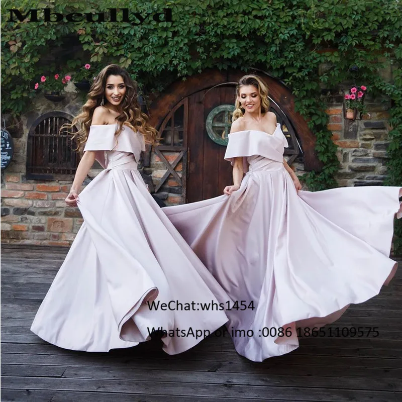 

Elegant A-line Long Bridesmaid Dresses 2023 African Women Off Shoulder Satin Wedding Guest Dress Vestidos De Fiesta De Noche