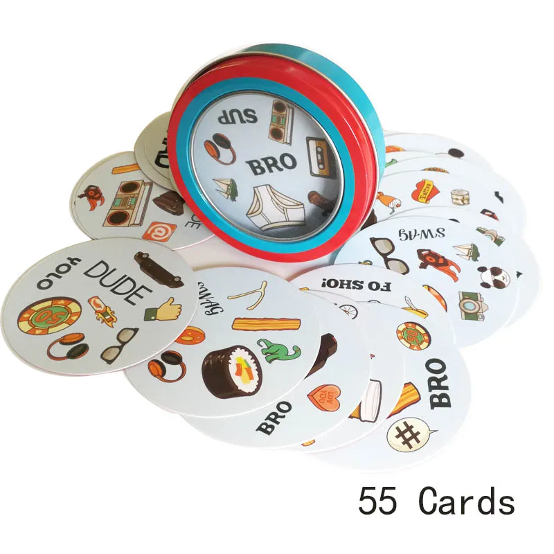 2019 New Spot Cards Game English Version for Children Family Activities Party Board Game Deck Board Games it with metal Box