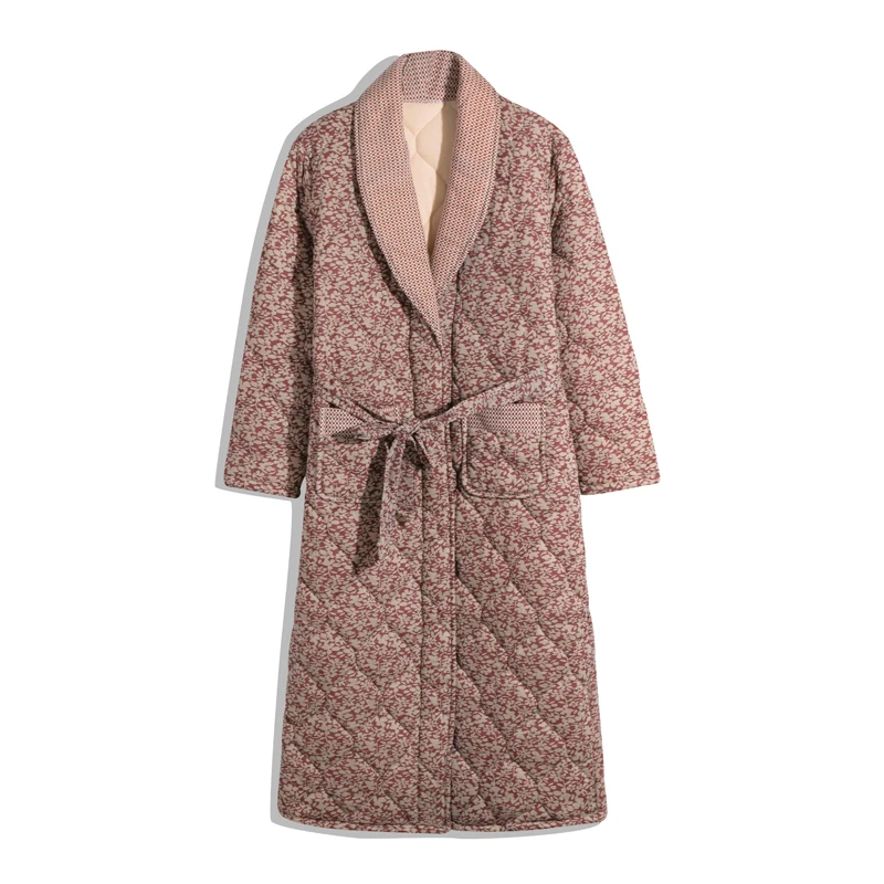 Winter Long Robe For Female Cotton Quilted Bathrobe Thick Flannel Sleepwear XXXL Kimono Bathrobes Women Warm Robe