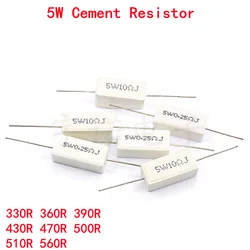10pcs 5W 5% Cement Resistor Power Resistance 330R 360R 390R 430R 470R 500R 510R 560R 330 360 390 430 470 500 510 560 ohm