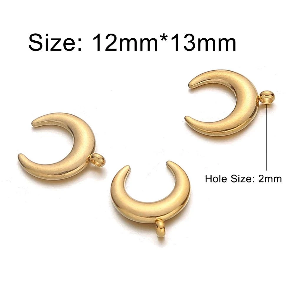 Stainless Steel Moon Charms Pendants for Necklace Making DIY Bracelet Metal Crescent Moon Pendants jewelryaccessory Wholesale 10