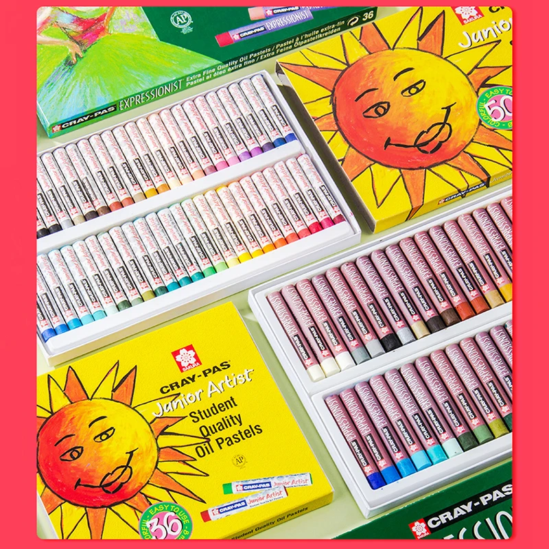 SAKURA Painting Crayons Oil Pastel Set Washable Drawing Colorful Crayons Stationery For Students 12/16/25/36/50 Colors XEP/XLP