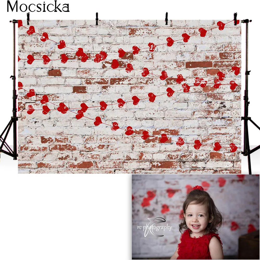 วันที่ Night Rose ดอกไม้ภาพพื้นหลังเด็กภาพฉากหลังสําหรับถ่ายภาพอิฐผนังวันวาเลนไทน์ Photocall พื้นหลัง