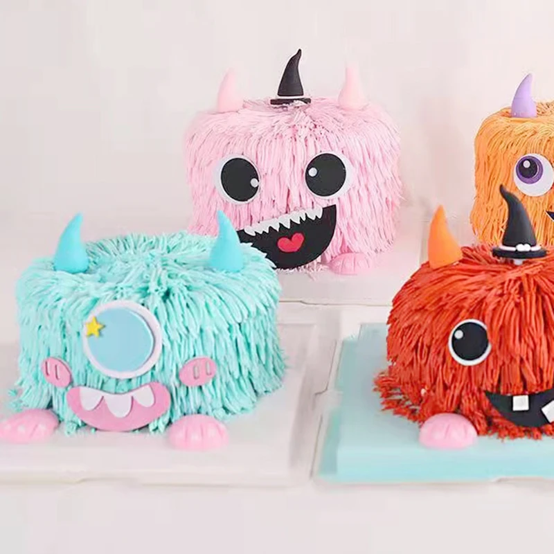 Halloween Cake Topper cute monster Cake Flags Black Happy Birthday Baby Shower Wedding Party Baking Decor