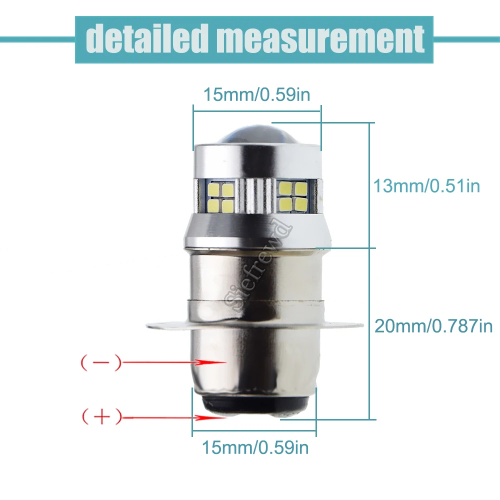 1 pçs p15d P15D-25-1 px15d t19 h6m led moto farol lâmpada hi-lo feixe branco 6000k scooter ciclomotor lâmpada de luz dianteira 6v 12v dc