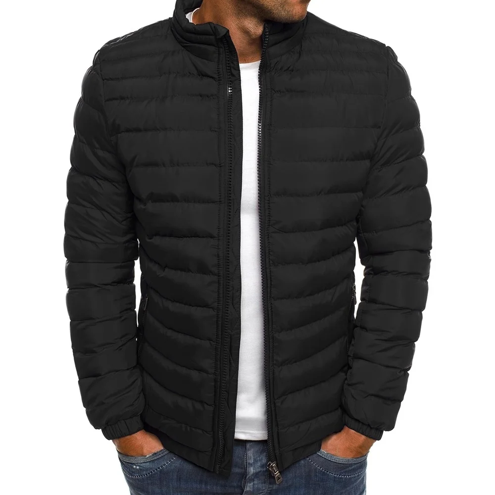 Trendy Parker Jacket Winter Jacket Men\'s Cotton Puffer Jacket Solid Color Large Size Jacket Zipper Street Wear Casual Jacke