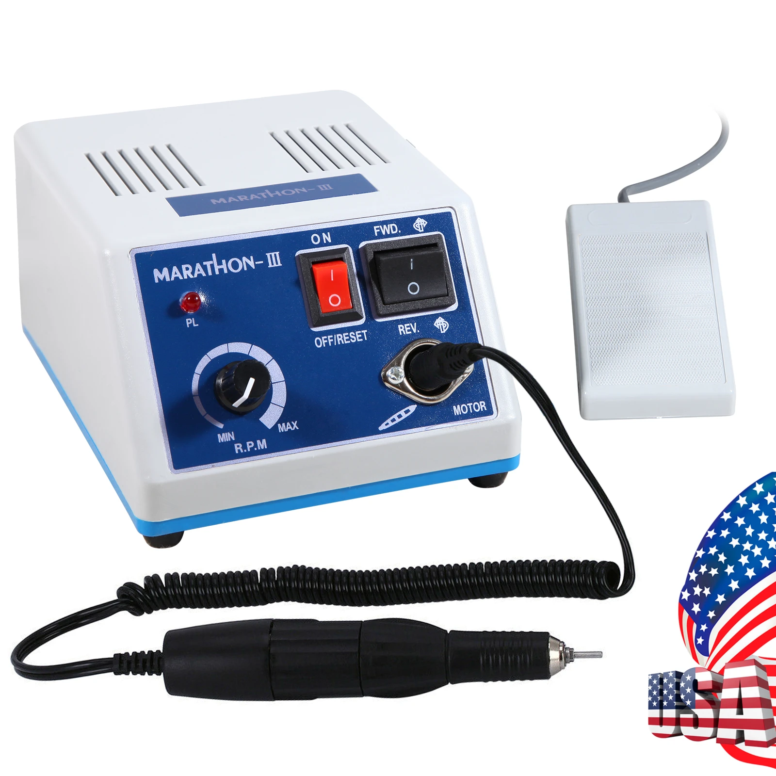 US Stock！Dental Lab Portable Carving Marathon Micromotor Machine N3 110/220V+ 35K RPM Polishing Handpiece