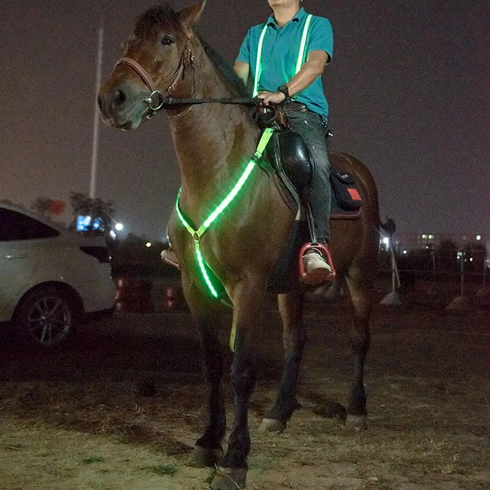 Correia equestre portátil refletora ajustável, baterias substituíveis, piscante de led piscante, cinto de cavalo para dirigir ao ar livre