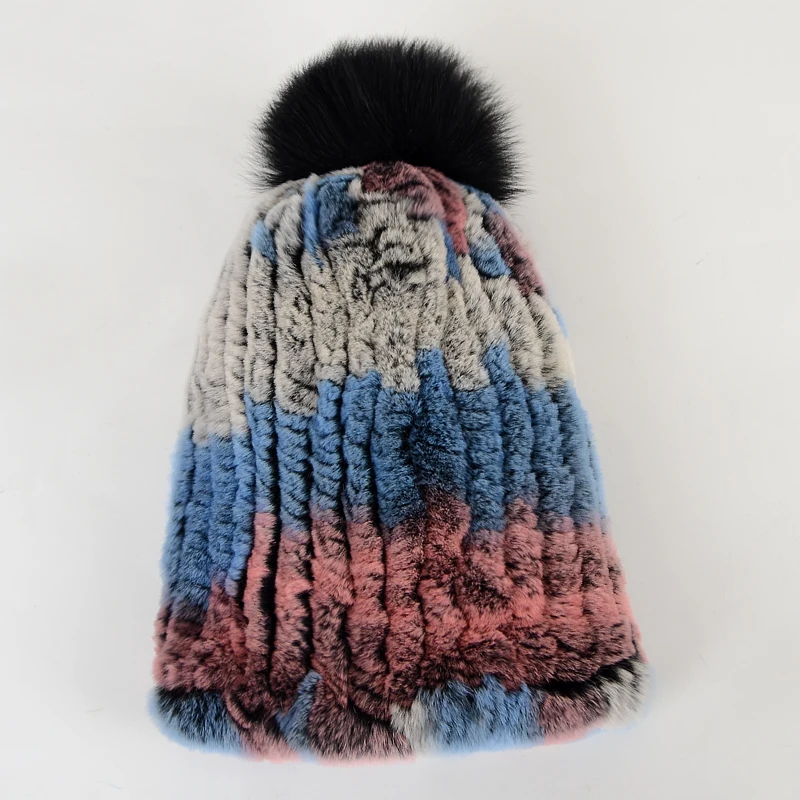 Hot Sale Russia Fashion Winter Rex Rabbit Fur Hat for Women Lady Girls Warm Soft Headwear High Quality Knitted Elastic Hats