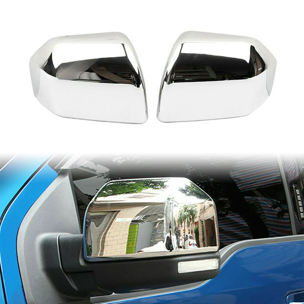 

Chrome Car Rearview Side Mirror Cap 2pcs for Ford F150 F-150 4DR 2015-2019 Side Rear View Decoration Cover Trim