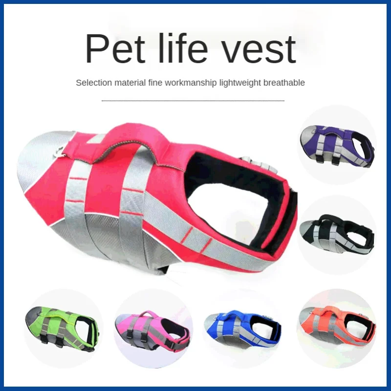 

Pet life jacket,swimsuit,chest strap, traction rope, safety color protect life let dog like water world advanced Oxford cloth