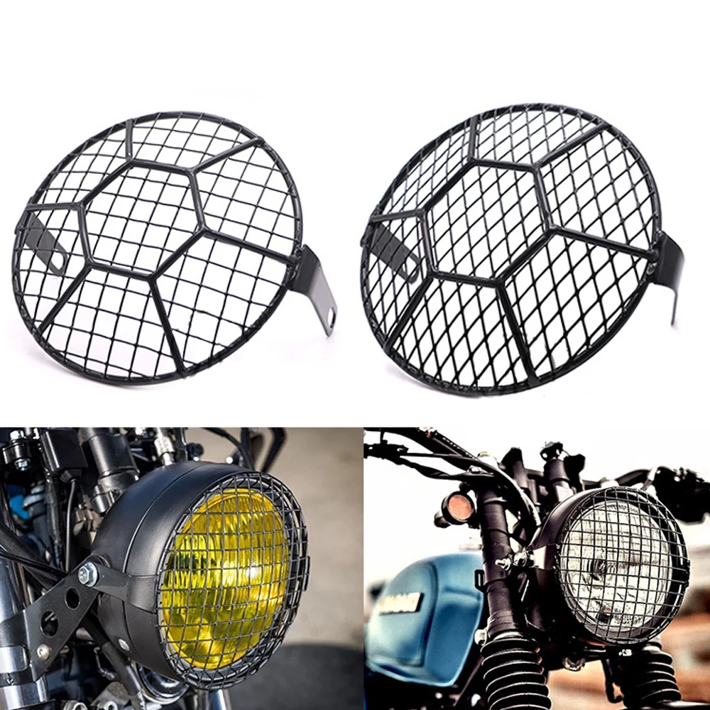 Motorcycle Universal Vintage Headlight Protector Retro Grill Light Lamp Cover For Harley Ducati Chopper Yamaha Cafe Racer