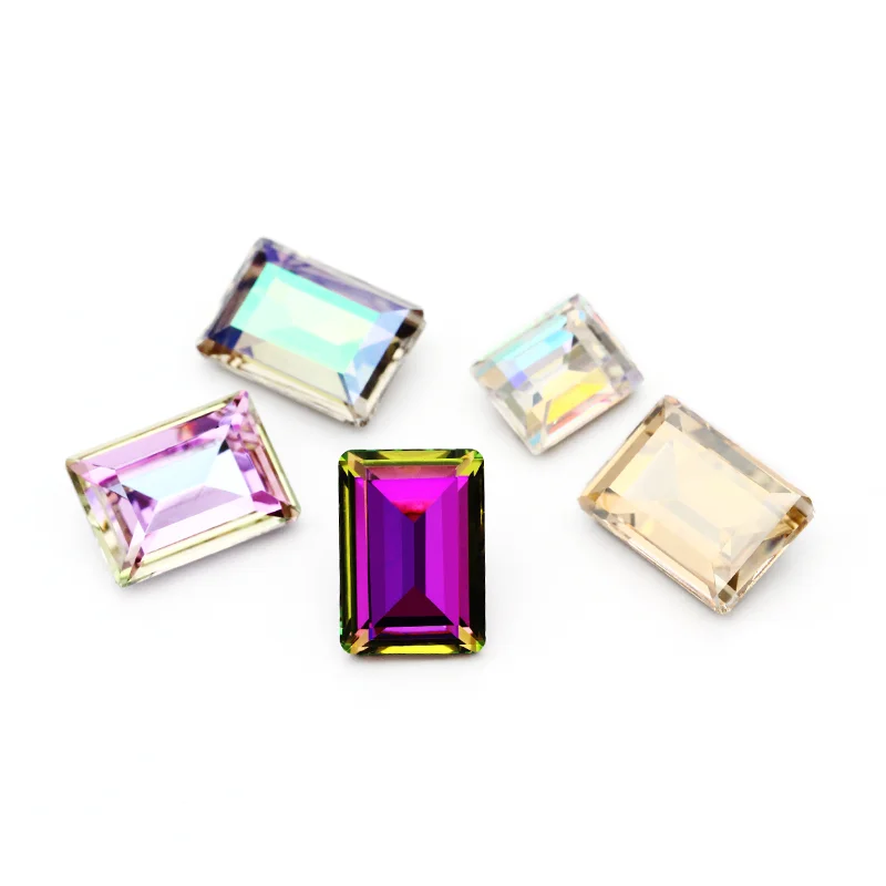 Astrobox High Quality Fancy Rectangle Crystal Rhinestones Glue On Glass Rhinestones Used Nail Art Stone DIY  Jewelry Making