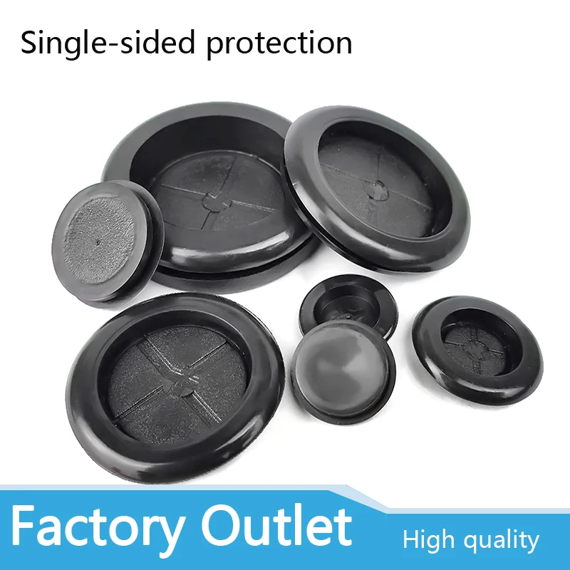 10Pcs 15-70mm Groove Dia Black Synthetic Rubber Round Gaskets Single Side Wires Grommet Gasket Protector Rings