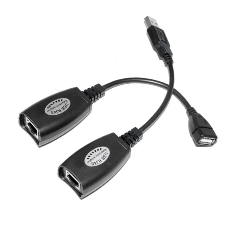 1 Paar USB auf RJ45 LAN Ethernet Verlängerungskabel Adapter 50 m Entfernung Extender Konverter über Cat5E/6 Kabel Computerzubehör