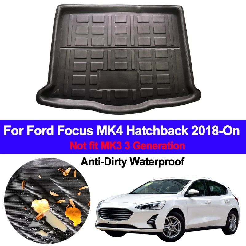 Traseira do carro Tronco Bagagem MK4 Boot Forro de Carga Mat Bandeja Para Ford Focus Hatchback 2018 2019 2020 Auto Tapete Protetor piso