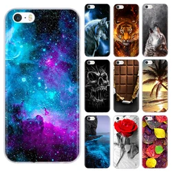 Custodia per cellulare trasparente ultra sottile per iPhone 5 5S SE 2020 6 6S 7 8 4 4S Cover posteriore trasparente con fantasia Funda Paraurti Coque