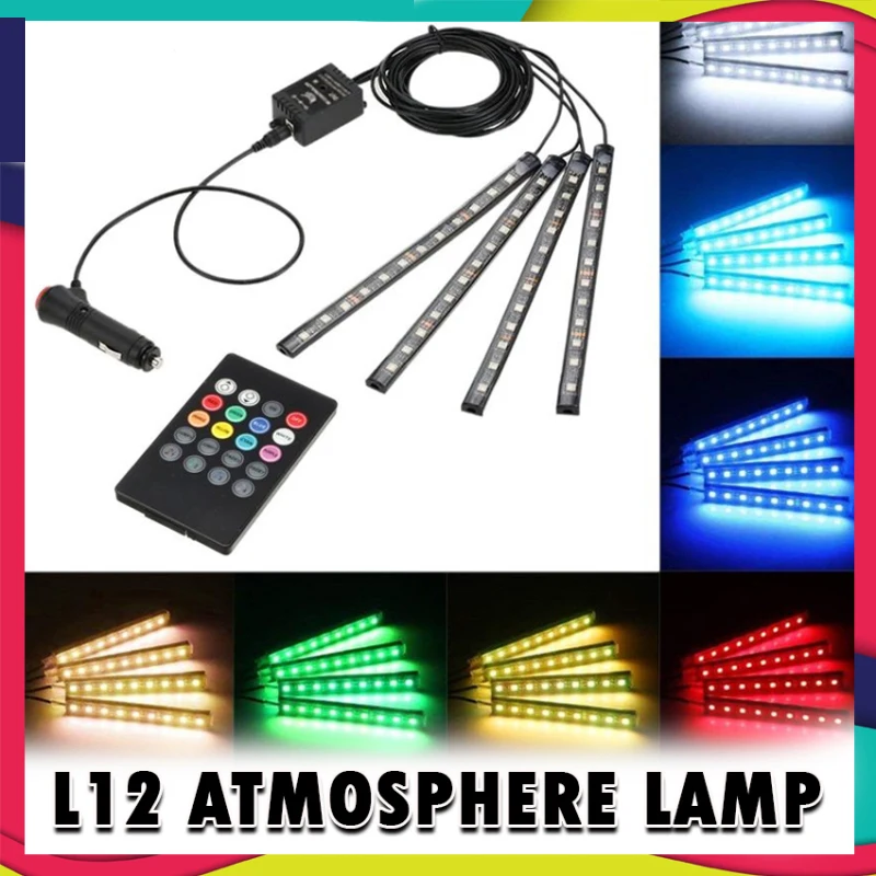 

Automobile Atmosphere Lamp L12 Car Interior Atmosphere Lights 12SMD DC 12V LED RGB Car Strip Light