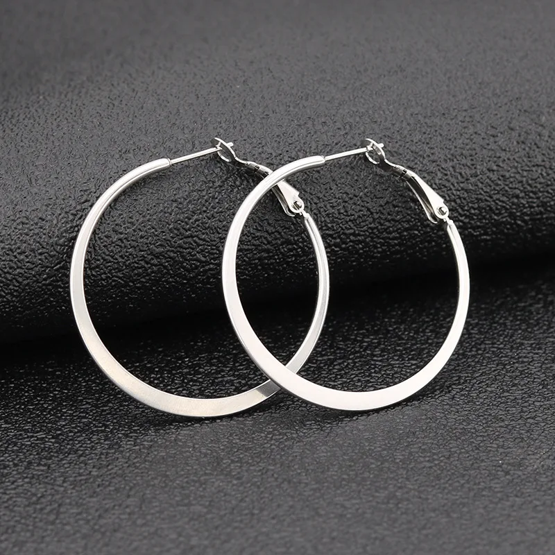 Fashion Big Hoop Earrings Geometric Statement Earring For Women Stainless Steel Gold Color Large Round Ear Rings Jewelry