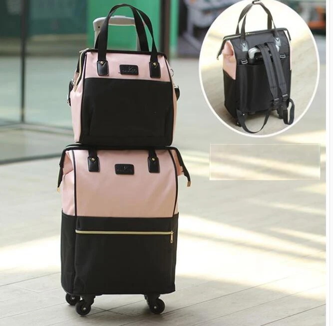 Merk 20 Inch Vrouwen Bagage Tas Set Trolley Tas Reizen Handtas Spinner Koffer Reizen Rollende Bagage Tas Reistas wielen