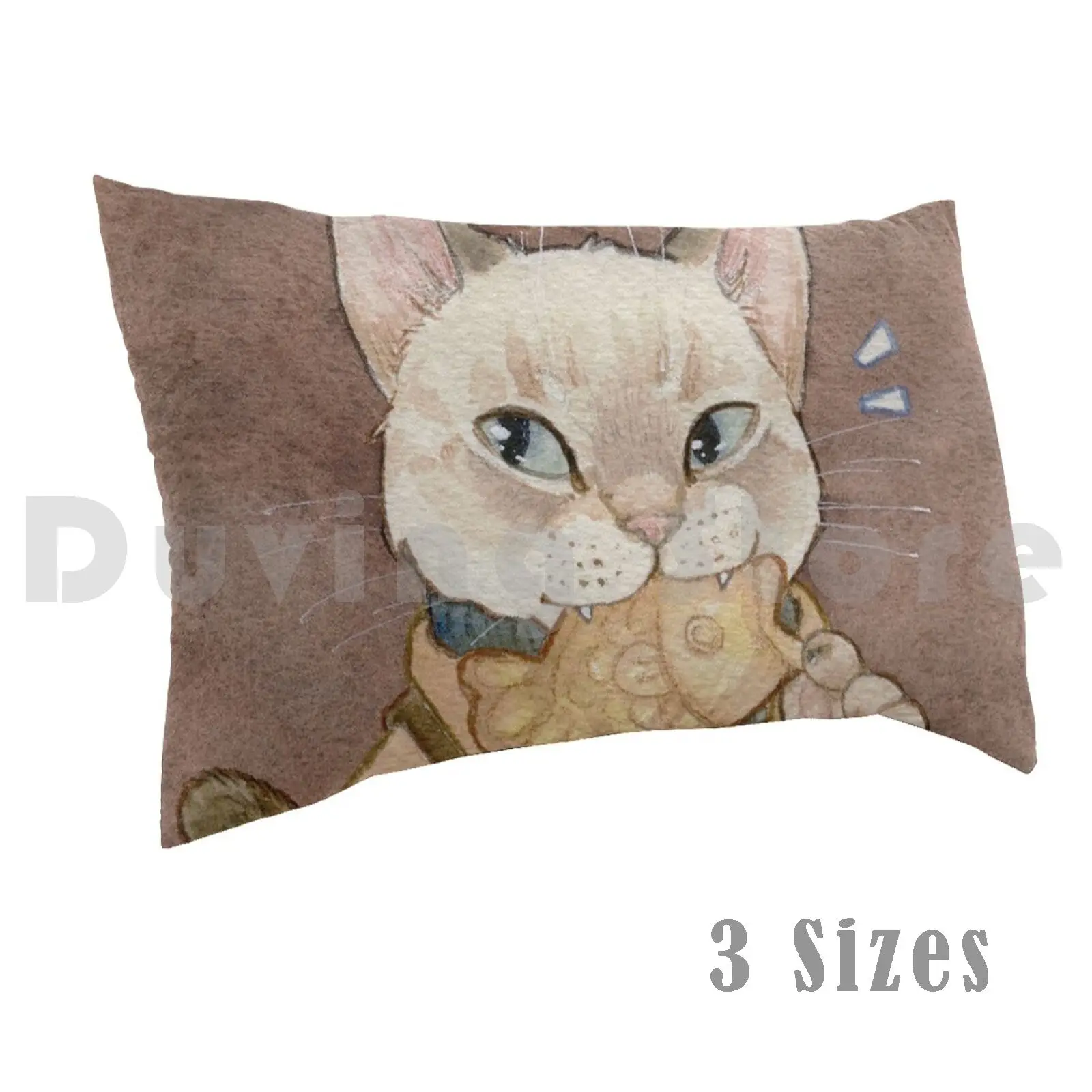 Taiyaki Cat Pillow Case 20*30 Inch Taiyaki Dessert Cat Cats Watercolor