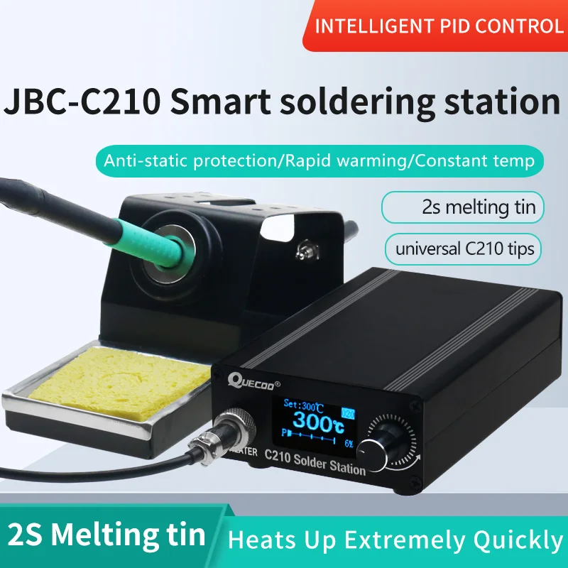 QUECOO C210 OLED Digital Display Adjustable Temperature Soldering Station For JBC Handle Repair Welding Tool C210 Tips