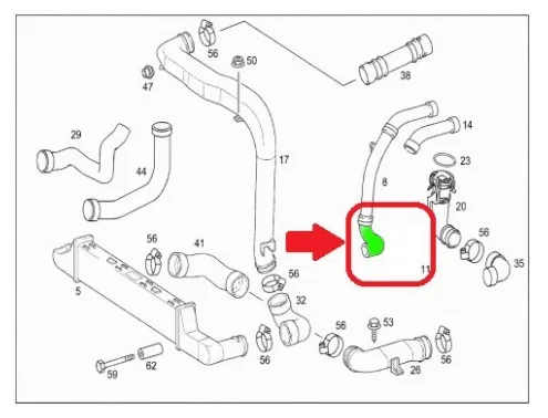 2105280982 Turbo Hose Mercedes 210 E220 Cdi Intercooler Hose 2105200001