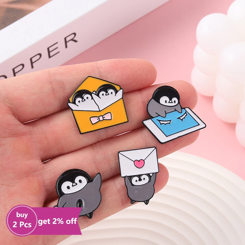 Penguin Postman Enamel Pins Custom Deliver Love Bear Brooches Lapel Badge Bag Funny Cute Jewelry Gift for Kids Drop Shipping