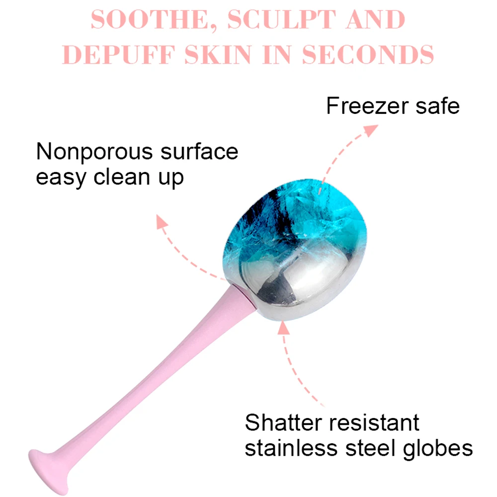 Skin Care Tool For Beauty Care Facial Ice Globes Stainless Steel Cooling Cryo Facial Spa Globes For Anti Aging Face Eye Massager