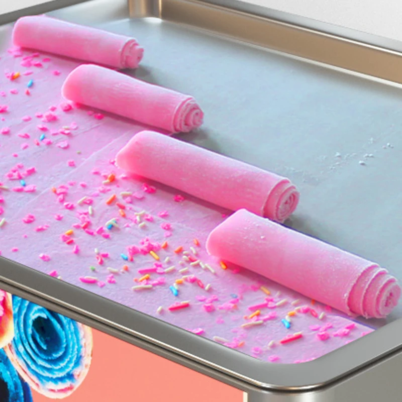 110V/220V Elektrische Gebakken Ijs Roll Machine Commerciële Gebruik En Thuisgebruik Roestvrij Stell Gebakken Ijs pan