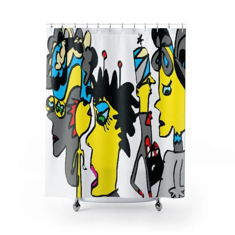 Funky Cool Shower Curtain, Crazy People Bath Curtain