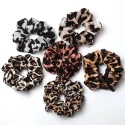 Large Animal Leopard Hair Scrunchie Set For women Satin Velvet Elastic Hair Rope Ponytail Holder Winter Hairband Hair Accessorie