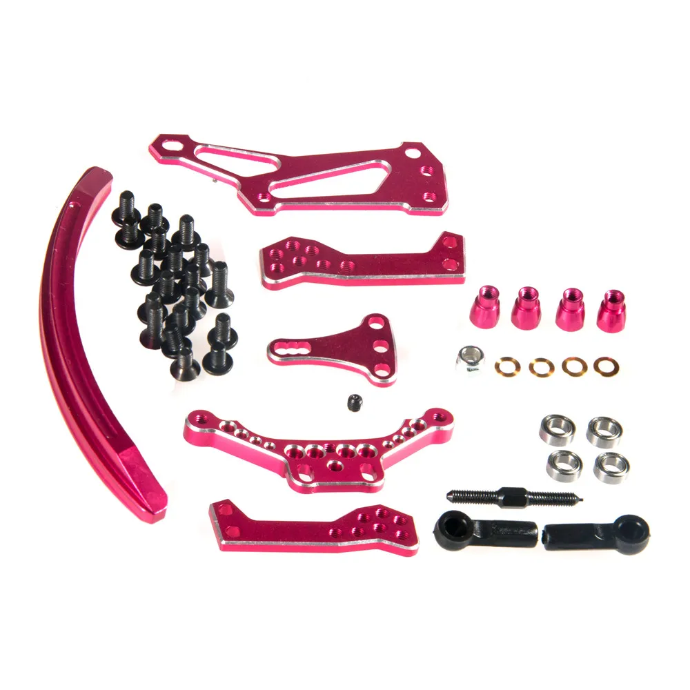 YEAHRUN Pink Aluminum Curve Slide Track Steering Set for Sakura D4 RWD 1/10 RC Cars Upgrade Parts