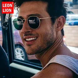 LeonLion Round Sunglasses Men/Women 2023 Mirror Retro Sunglasses Men Vintage Glasses Men Luxury Sun Glasses Metal Oculos De Sol