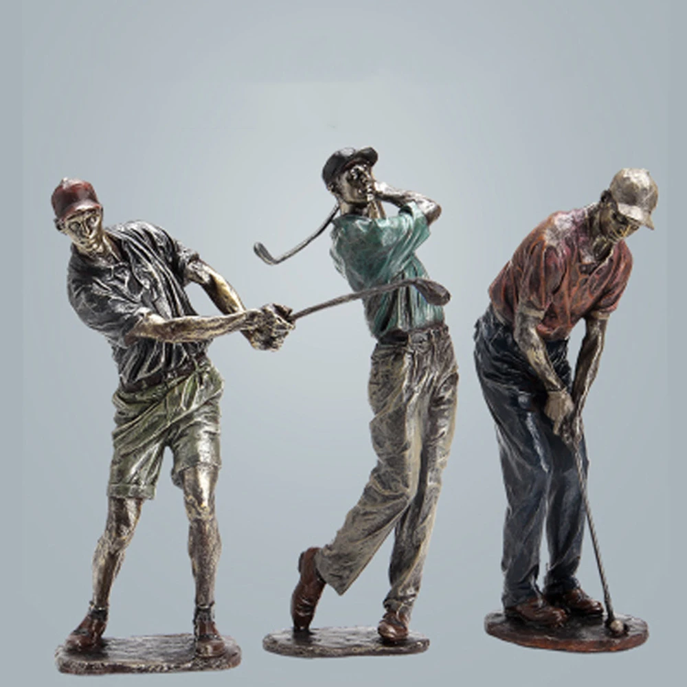 Retro Golf Statue Resin Vintage Golfer Figurines Home Office Living Room Decoration Souvnir Sport  home decor room decor