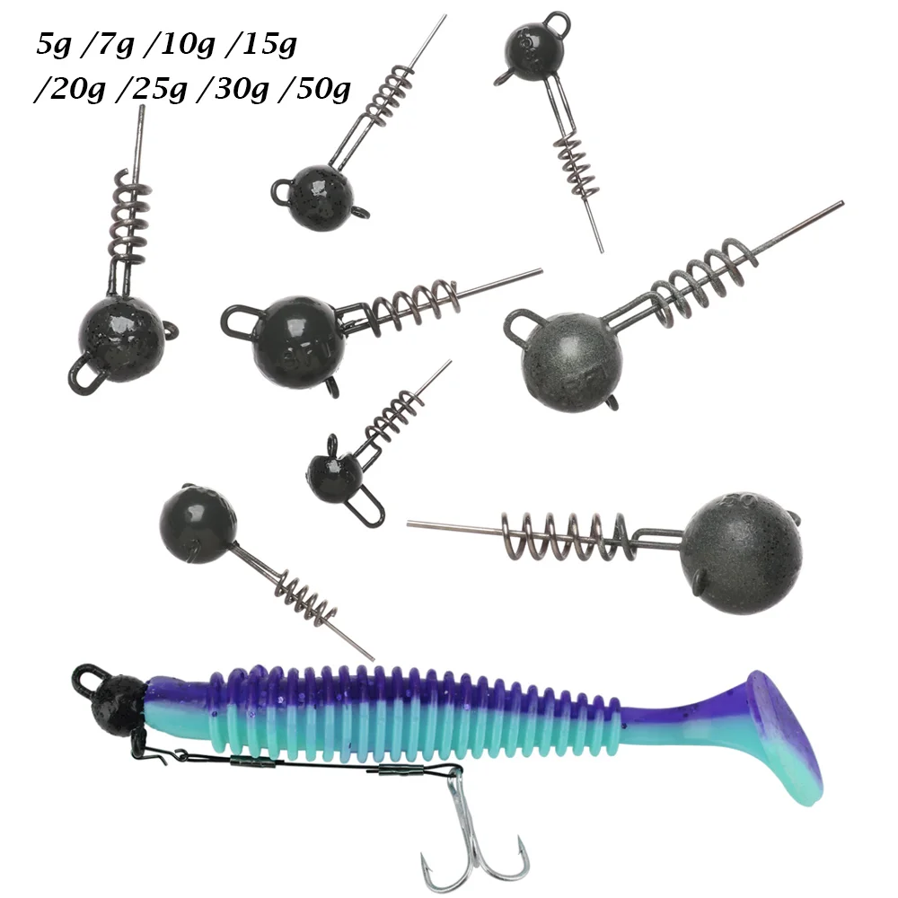 New Flexhead 5G 7g 10g 15g 20g 25g 30g 50g Screw Fixed Lead Jig Head Sinker Fishing Lures For Pike Soft Worm Shad Swimbait