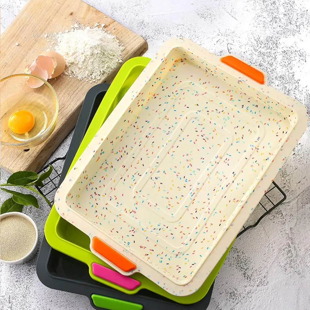 

Cake Baking Pan Reusable Square Silicone Baking Pan High Temperature Resistant Non-stick Mold Pan Bread Cake Mold Diy Pan