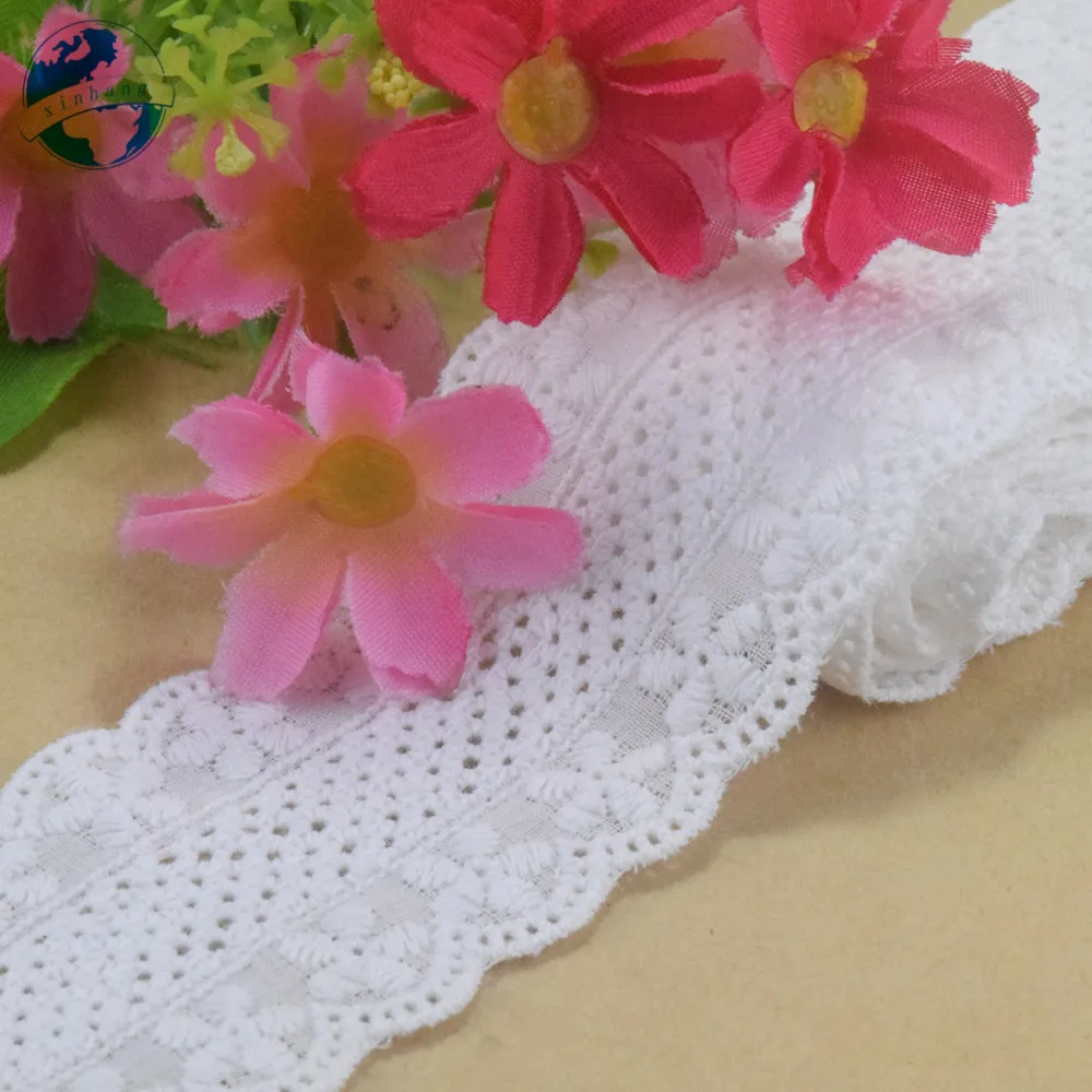 100% Cotton Embroidery Lace Sewing Ribbon Fabric Warp Knitting DIY Garment Wedding Accessories Guipure Trim 4cm Width #4241